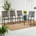 thumbnail image 2 of Better Homes & Gardens Camrose Farmhouse Steel Outdoor Slat Back Dining Chair - Set of 4, Brown, 2 of 8