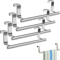 4Pcs Towel Rack for Cabinet, Stainless Steel Over Cabinet Towel Rack, Adjustable Kitchen Towel Holder, Towel Bar Holder for Universal Fit on Kitchen Bathroom Over Cabinet Cupboard (Silver)
