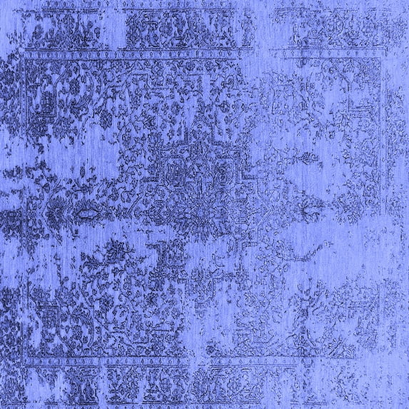 Ahgly Company Machine Washable Indoor Square Oriental Blue Industrial Area Rugs, 8' Square