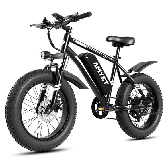AMYET 1000W Electric Bike, 20" Fat Tire Ebike 28MPH 48V 15Ah E-Mountain Bicycles UL2849 Black