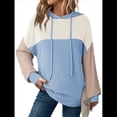 thumbnail image 1 of Sudadera con Capucha para Mujer, de Gran Tamaño, con Bloques de Color, Larga y Cordón Ajustable, Estilo Casual, Otoño 2025 Azul XL, 1 of 5