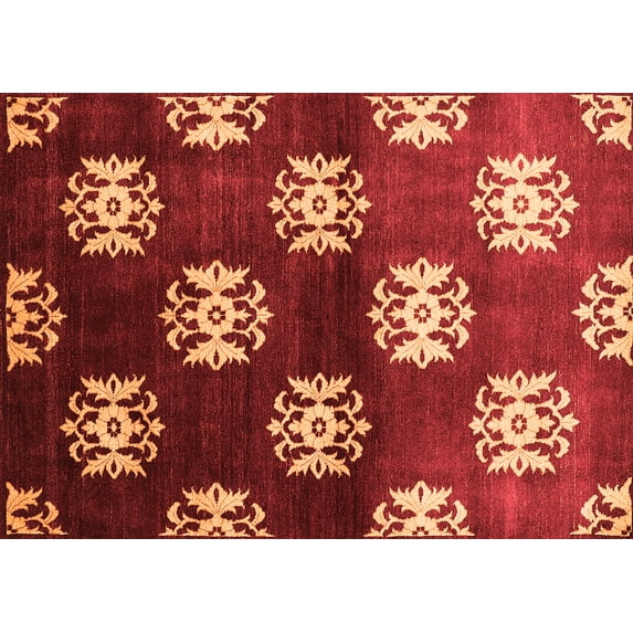 Ahgly Company Indoor Rectangle Oriental Orange Industrial Area Rugs, 4' x 6'