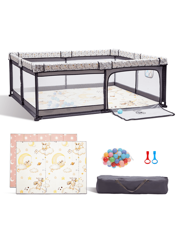 Joypony 71"x59" 5 in 1 Dinosaurs Baby Playpen with a Mat