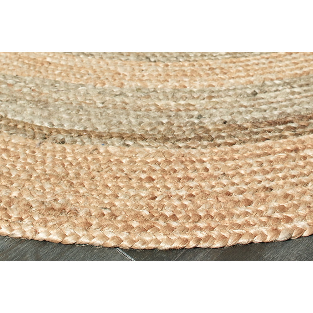 Woven Paths Toned Braided Natural Jute Area Rug