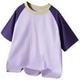 thumbnail image 1 of Sunnyoo T-Shirt d'Été à Blocs de Couleur pour Garçons, Manches Courtes, Col Ras du Cou, T-Shirt Tee Haut, 1 of 4