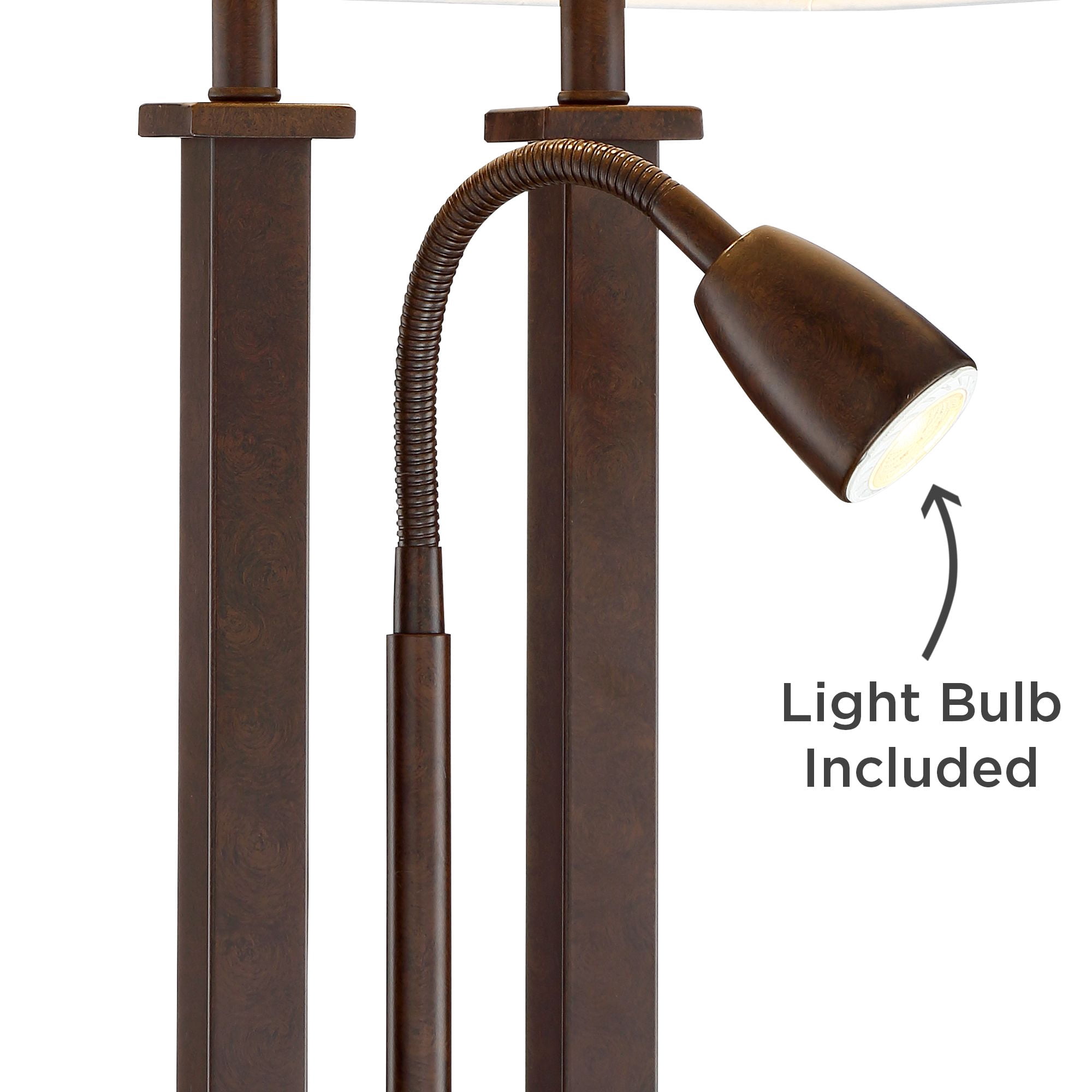 Possini Euro Design Deacon Modern Desk Table Lamp 26" High Bronze with USB and AC Power Outlet in Base LED Reading Light Oatmeal Shade for Office Desk