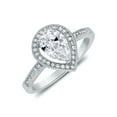 thumbnail image 2 of Sterling Silver Pear Cut Cz Halo Ring Engagement White Cubic Zirconia 1.4 Ctw, 2 of 5