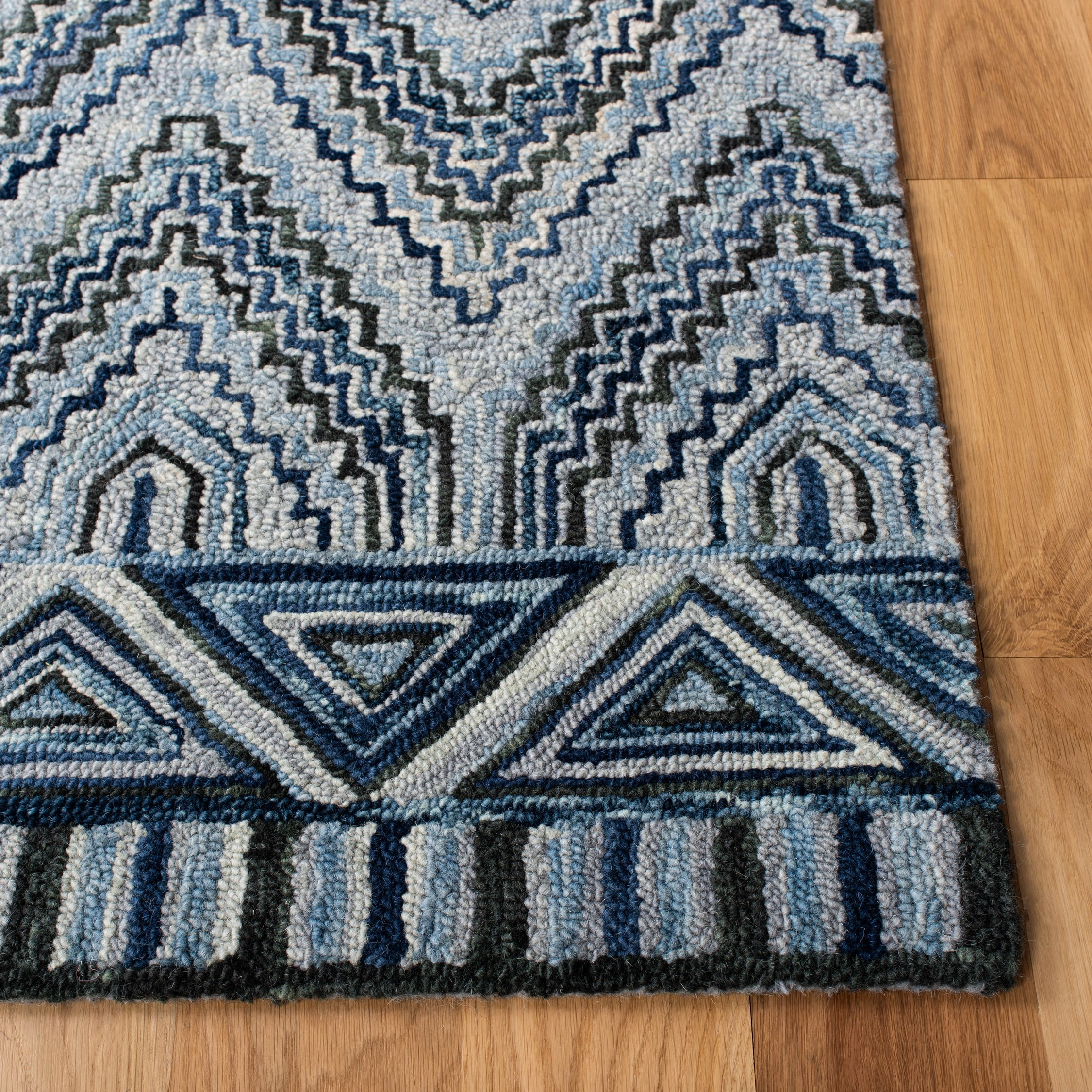 SAFAVIEH Aspen Eglantine Geometric Diamonds Wool Area Rug, Grey/Blue, 9' x 12'