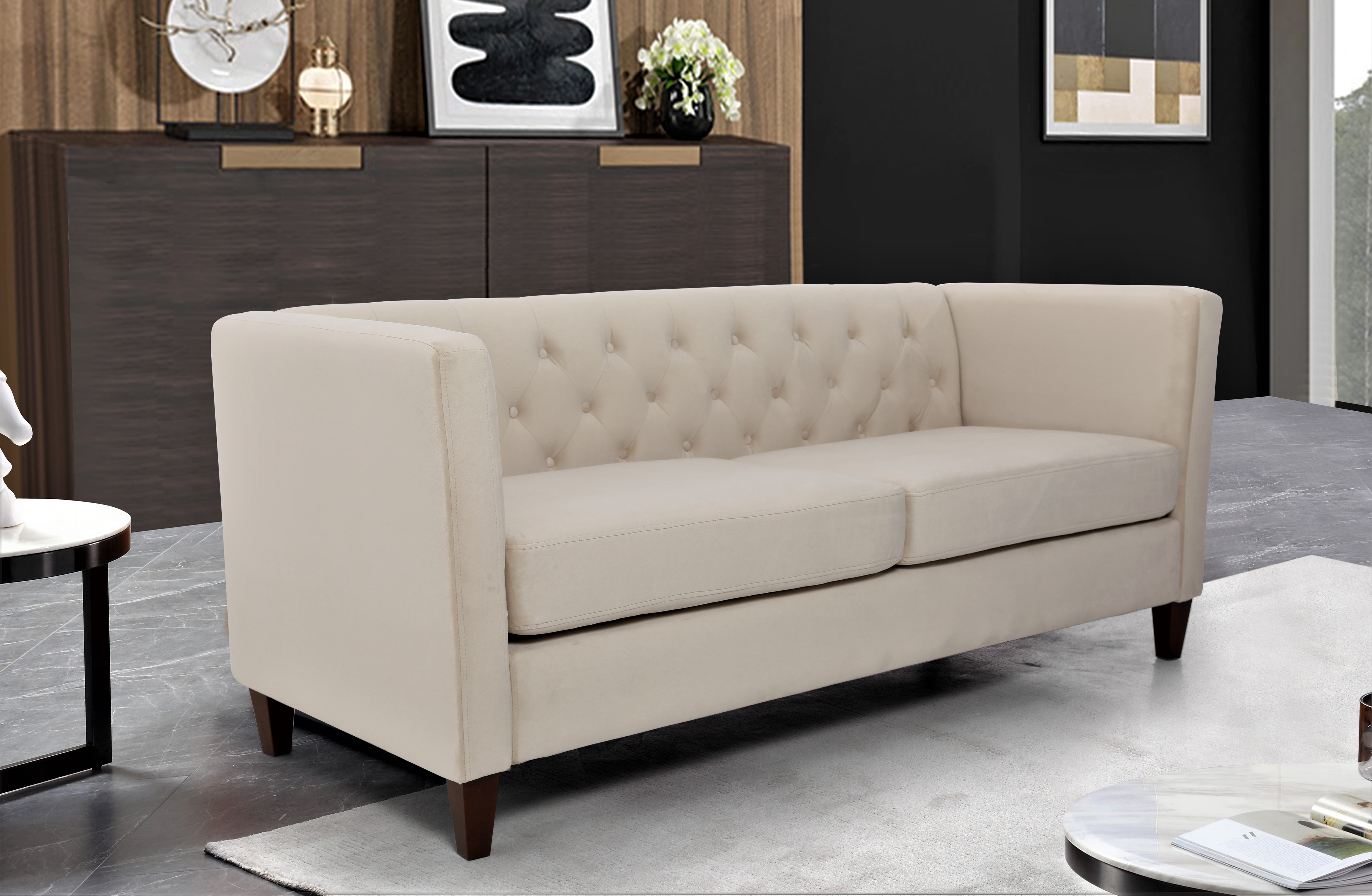 Uspridefurniture Mid-Century Lisette Velvet 2PCS Living Room Set