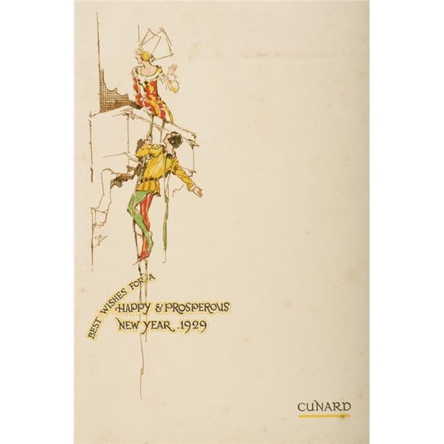 Posterazzi DPI1859437LARGE Dinner Menu. Cunard Line. R.M.S. Caronia. Tuesday January 1 1929 Poster Print, Large - 22 x 34