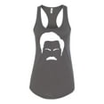 thumbnail image 2 of Wild Bobby, White Parks and Rec Fans Ron Swanson Mustache Face Silhouette, Pop Culture, Women Racerback Tank Top, Dark Grey, Small, 2 of 4