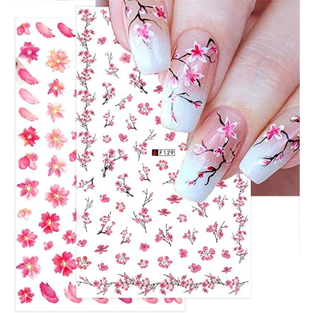 3Sheets Flowers Nail Stickers Spring Sakura Nail Art Decals Summer Nails Design for Nail Foils Decorations Supplies