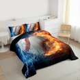 thumbnail image 4 of Manfei 3D Baseball Full Size Comforter Sets for Boys, Fire and Water Bedding Comforter Set, Modern Ball Sports Reversible Bedding Sets, Luxury Bedroom Decor, 3pcs, 4 of 9
