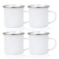 thumbnail image 1 of Tazas de café MAIKESUB esmaltadas blancas de 12 onzas con borde plateado, 4 unidades, 1 of 8