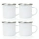 thumbnail image 1 of Tazas de café MAIKESUB esmaltadas blancas de 12 onzas con borde plateado, 4 unidades, 1 of 8