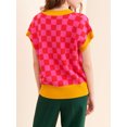 thumbnail image 5 of Suagox Women's Summer Fashion Sweater Tops Cap Sleeve V Neck Plaid Print Knitwear T-shirt, 5 of 8