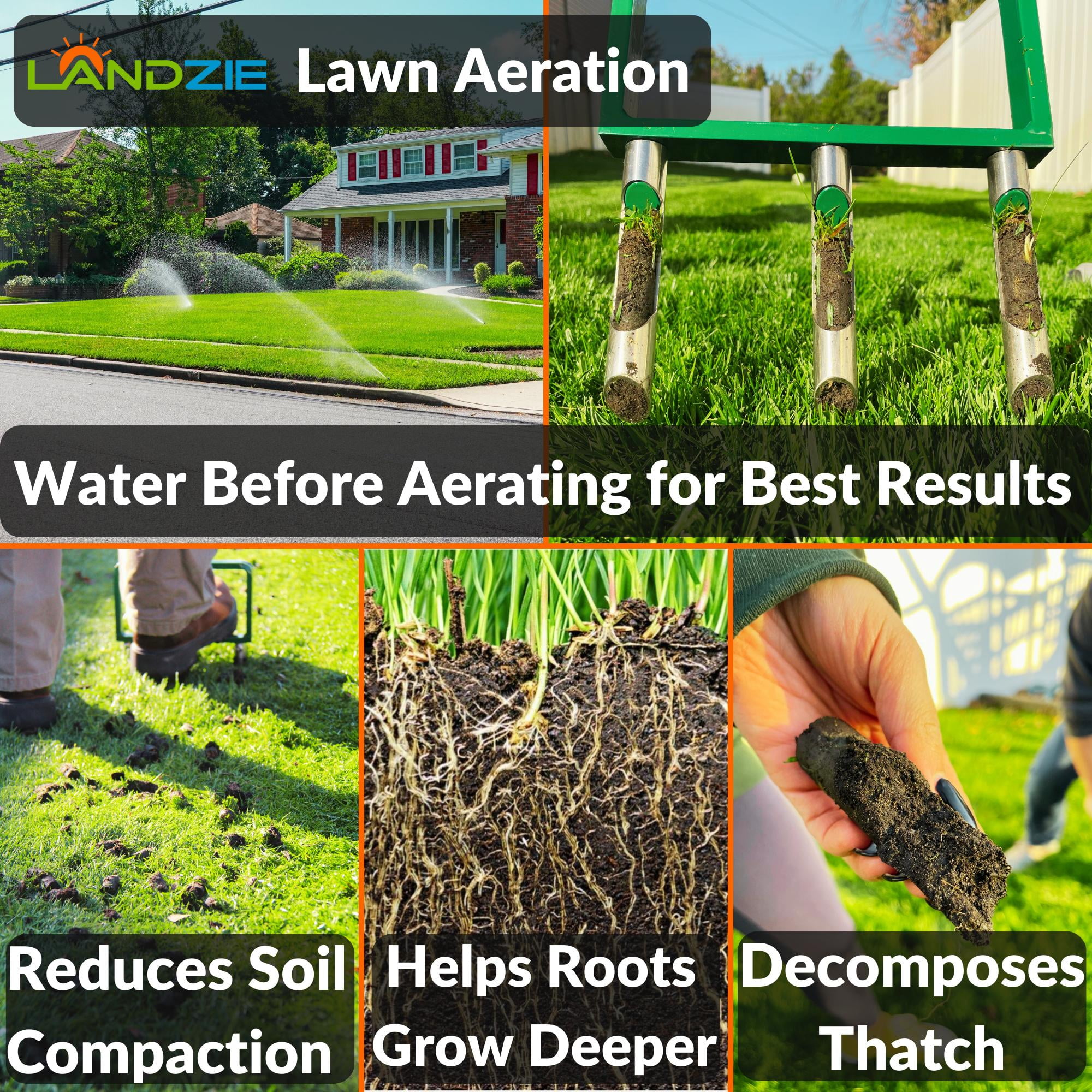 Landzie Lawn Aerator Replacement Tines - Set of 3 Hollow Tines for Aerator Lawn Tool - 3 Heavy Duty Stainless Steel Manual Lawn Aerator Hollow Tines for Compacted Soil - Manual Hand Coring Tool