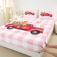 thumbnail image 3 of Homewish Red Truck 4 Pieces Queen Sheet Sets for Kids Children Teens,Colorful Flowers Butterfly Ultra Soft Flat Sheet,Geometric Truck Queen Fitted Sheet,Breathable Home Decor, 3 of 7