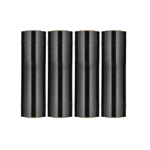 MMBM Black Cast Hand Stretch Wrap 18" x 1000' 4 Rolls 120 Gauge Heavy Duty Opaque Shrink Film for Packing and Moving
