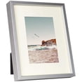 thumbnail image 4 of Frametory, 8x10 Aluminum Photo Frame for 5x7 Pictures with Mat or 8x10 Without, Real Glass, Wall or Tabletop Metal Picture Frame Collection (Silver, 1 Pack), 4 of 5