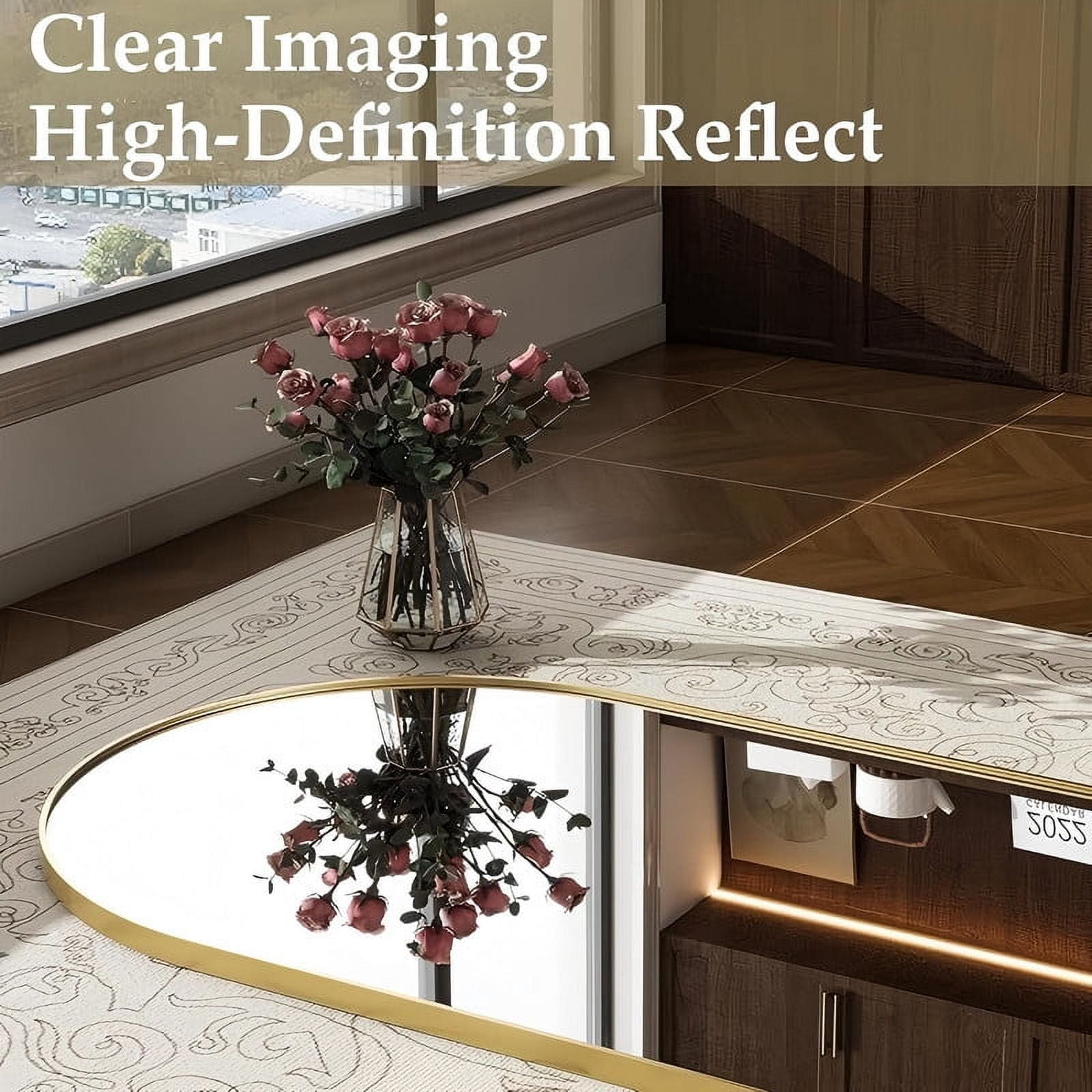 SEETHRUGLIMMER 71.3"x 26" Arched Full Length Mirror Floor Mirror with Stand Wall Mounted, Gold