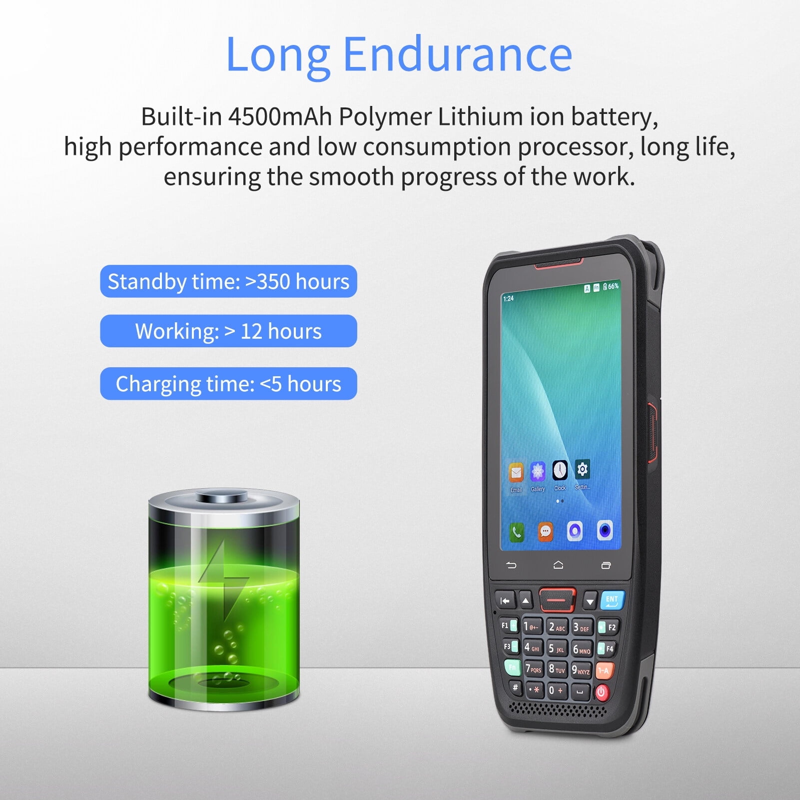 Handheld POS Android 10.0 PDA Terminal 1D/2D/QR Barcode Scanner Support 2/3/4G WiFi BT Communication with 4.0 Inch Touchscreen for Supermarket Restaurant Warehouse Retail Inventory Logistics