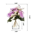 thumbnail image 3 of Enova Home Mixed Artificial Silk Roses Flowers Arrangement in Clear Glass Vase with Faux Water (Purple), 3 of 3