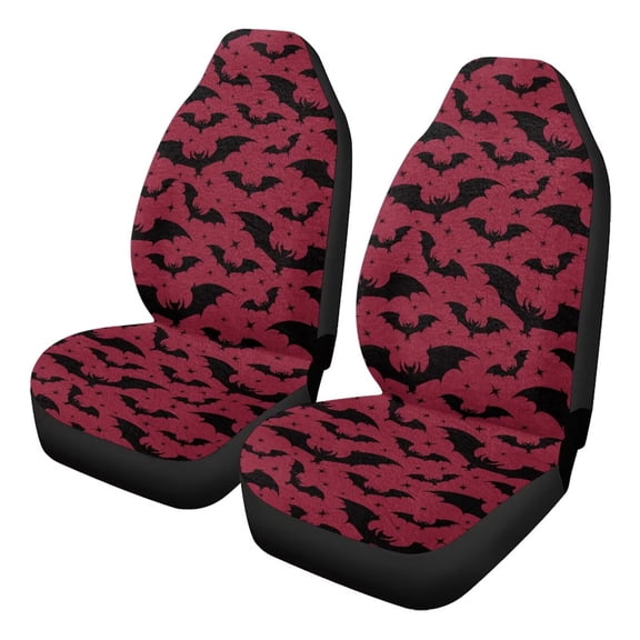 Uorisanigo 2 PCS Car Seat Covers for Front Seat Cushion Red Black Bat Auto Seats Cover Flurry Front Seats Covers Universal Fit for SUV Sedan Van, Easy Installation