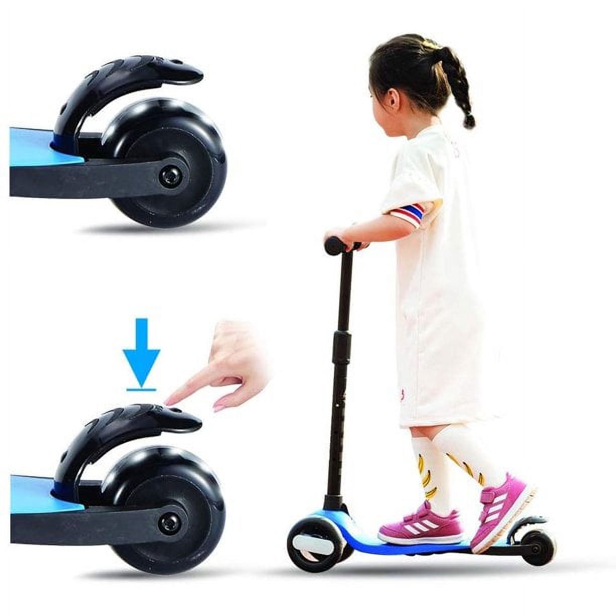 HighTech Mega GlideKick 3-Wheel Foldable Scooter With Lightup Wheels & Extendable T-Bar - Blue