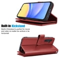 thumbnail image 4 of Galaxy A15 5G 6.5" Case, Samsung A15 5G Wallet Magnetic Detachable with 9 Card Holder for Women Men, Luxury Leather Wristlet Strap Carrying Folio Flip Cover for Samsung Galaxy A15 5G, Wine, 4 of 6