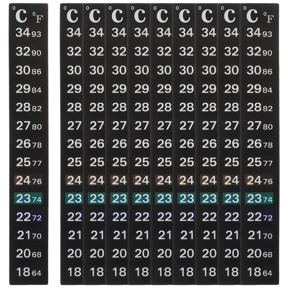 EeaseMX 10 hojas de tiras de termómetro para pecera, herramientas para medir la temperatura, pegatinas para termómetro de acuario