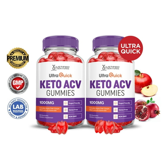 (2 Pack) Ultra Quick Keto ACV Gummies 1000MG Dietary Supplement 120 Gummys