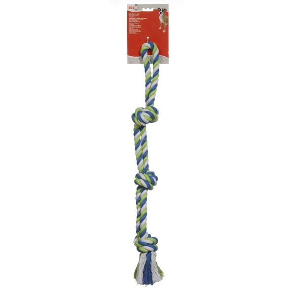 Dogit Jouet en Corde à Nœuds pour Chien, Jouet à Tirer à Boucle à 3 Nœuds Multicolore, 71 cm (28 Po)