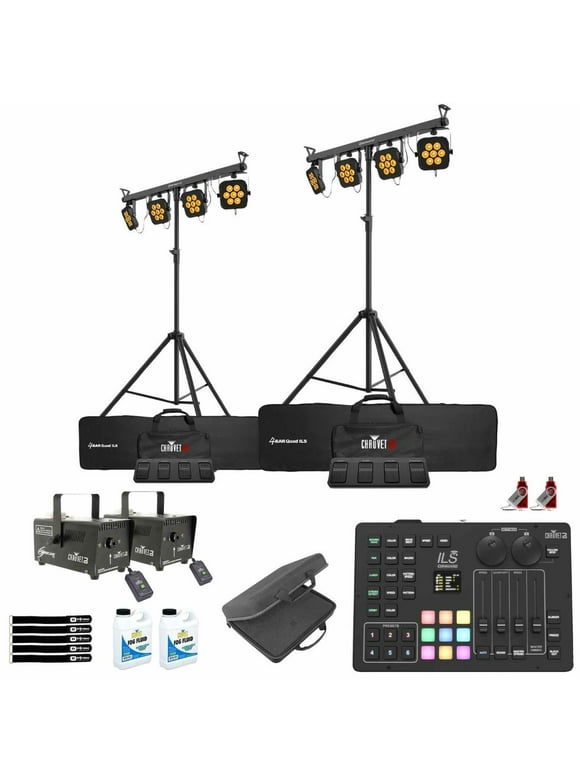 Chauvet DJ 4Bar Quad ILS Complete Wash Lighting Solutions Pair with ILS Command Lighting Controller & Fog Machines Package
