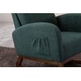 thumbnail image 5 of Modern Nursery Rocking Chair, Glider Upholstered Accent Chair with High Backrest & Solid Wood Legs, Comfy Armchair Nursery Rocker with Side Pocket for Living Room, Bedroom, Emerald, 5 of 9
