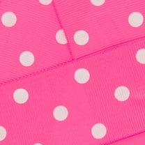 7/8" Grosgrain Ribbon White Dots 156 Hot Pink 5 Yard