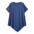 thumbnail image 4 of Yourumao Women's Plus Size Tops Asymmetrical Hem Short Sleeve Tunics with Button V Neck Loose Casual Blouses for Summer Outdoor, 4 of 6