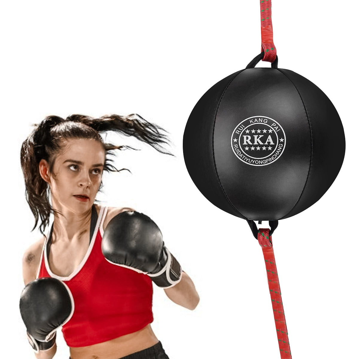 Double End Dodge Speed Ball Faux Leather MMA Boxing Floor to Ceiling Punch Bag 