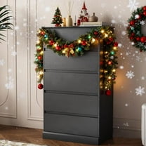 Black Dresser Bedroom Dresser, Tall Wood 5 Drawer Dresser & Chest of Drawers for Closet, Living Room Hallway Kids Bedroom
