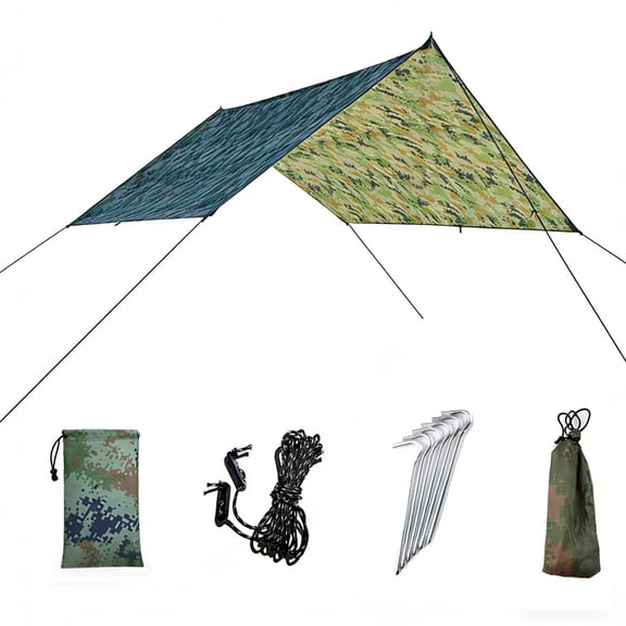 Mapskey 10ft *10ft Tarp, Waterproof Windproof Fly , Easy Set up Portable Canopy with Storage Bag for Outdoor Camping Picnic Backpacking