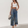thumbnail image 7 of Dress Pants Women Petite High Waisted Wide Leg Summer Beach Vacation Pants Boho Lounge Casual Palazzo Trousers, 7 of 7