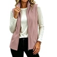 thumbnail image 2 of Fleece Vest for Women Full Zip Jacket Sleeveless Stand Collar Warm Fall Winter Outerwear Coat with Pockets (3XL, Pink), 2 of 8