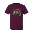 thumbnail image 2 of Wild Bobby, Colorful Neon Owl Animal Lover Men's Graphic T-Shirt, Maroon, Large, 2 of 3