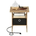thumbnail image 5 of Furinno Andrey USB and Type-C Port Charging Station End Table with Storage Bin, Flagstaff Oak/Black, 5 of 7