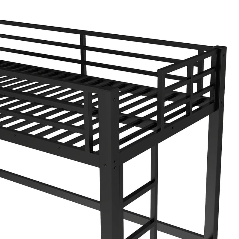 Bellemave Metal Twin XL Loft Bed, Heavy Duty Loft Bed Frame with 2 Build in Ladder and Full Length Guardrail, Loft Beds Twin XL with Large Under-Bed Space, Easy to Assemble-Black