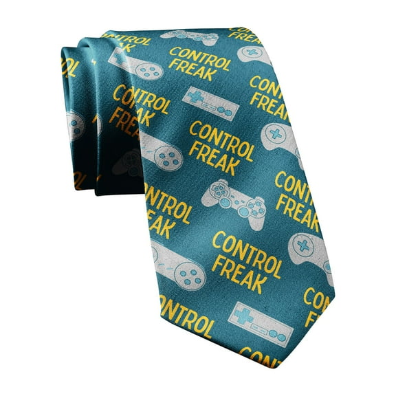 Control Freak Necktie Video Gaming Tie Novelty Ties for Men Gamer Tie Funny Neckties for Guys
