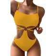 thumbnail image 1 of GHSDFBB Ring Linked Cut-Out One Piece Swimsuit Scoop Neck Lace Up Back Monokini Bathing Suit, 1 of 5