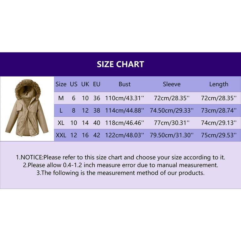 Women coat deals size