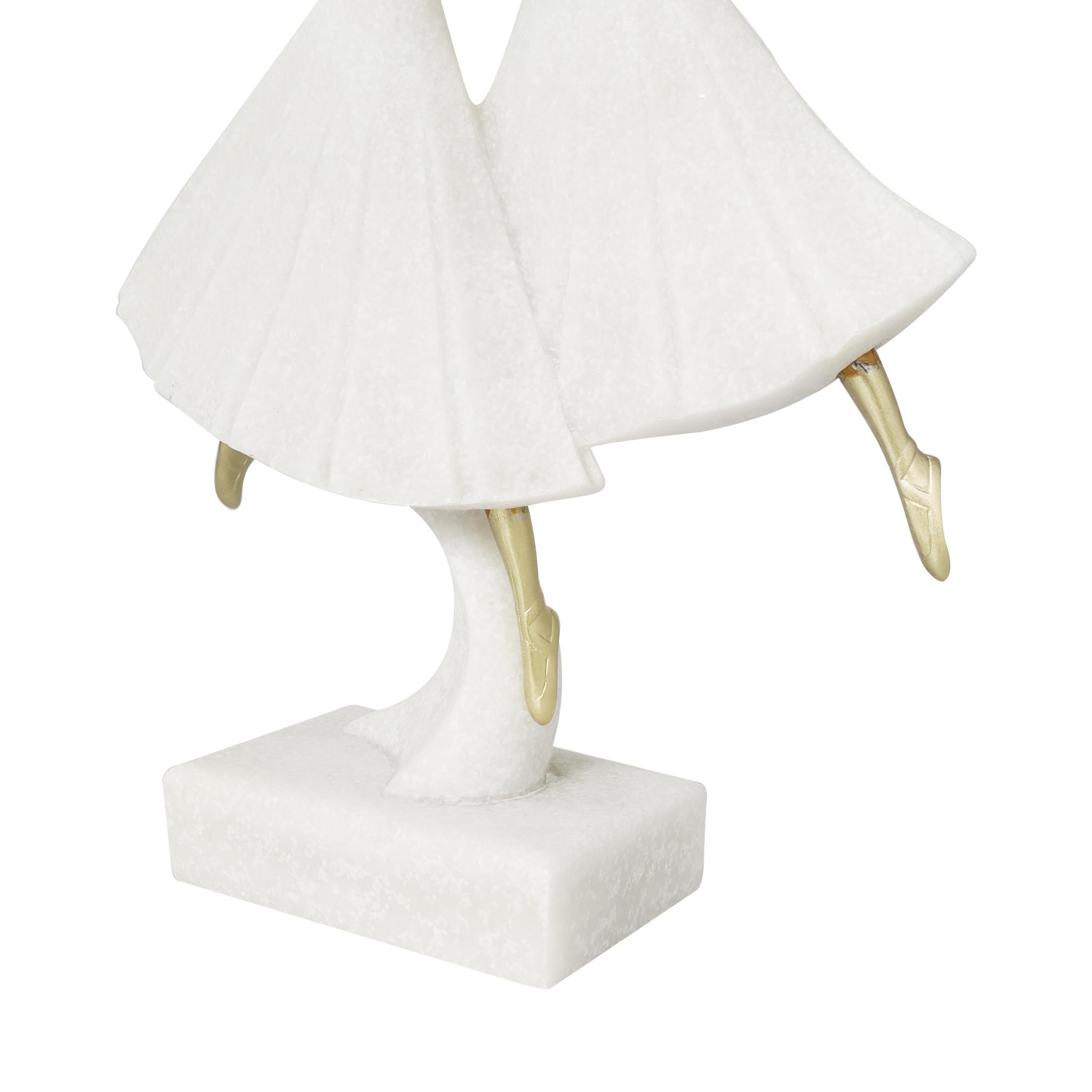 9" x 13" Cream Polystone Ballet Dancer Sculpture with Gold Accents, by DecMode