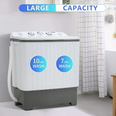 NiamVelo Portable&Automatic Washing Machine 10lbs Capacity Twin Tub Compact Washer with Spin Dryer for Home and Camp,White